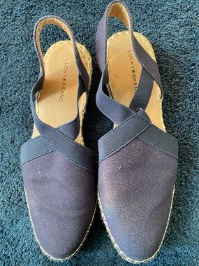 Lucky Brand Navy Canvas Crisscross Slingback Espadrilles